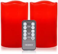 🕯️ urchoice red flameless candles - real wax, flickering led, set of 2 with remote & timer логотип