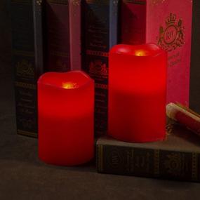 img 1 attached to 🕯️ Urchoice Red Flameless Candles - Real Wax, Flickering LED, Set of 2 with Remote & Timer