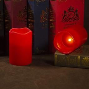 img 3 attached to 🕯️ Urchoice Red Flameless Candles - Real Wax, Flickering LED, Set of 2 with Remote & Timer