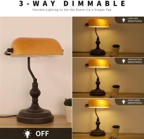 img 3 attached to 🏛️ Liylan Banker's Lamp - Vintage Desk Lamp with Touch Control & USB Port, 3-Way Dimmable - Ideal for Library and Office - Amber Glass, Oil Rubbed Bronze