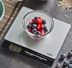 img 1 attached to 🍽️ MIRA Digital Kitchen Food Scale - Easy-to-Use, Portable & Lightweight - Measures Grams, Pounds & Ounces - Sleek Glass Platform Multifunction Scale - Tare Function - 11 lb Capacity