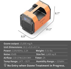 img 2 attached to 💪 Мощный генератор озона BaseAire 15,000 мг/ч для больших помещений - коммерческая O-UVC3 Pro машина с цифровым дисплеем, ручкой для переноски и таймером.