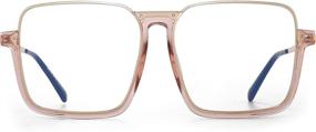 img 4 attached to JIM HALO Oversized Half Frame Square Blue Light Blocking Computer Glasses Men Women Pink