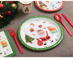 img 3 attached to 🎅✨ White and Red Santa Reindeer Christmas Party Supplies Set - Includes 24 Guests: 24 Dinner Plates, 24 Dessert Plates, 24 Napkins, 24 Cups, and 24 Sets of Plastic Cutlery