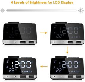 img 3 attached to 🕰️ 4.2 Inch Alarm Clock Radio with Bluetooth Speaker, Dual Snooze Clock, USB Charging Port, AUX TF Card Play, Thermometer, Large Mirror LED Dimmable Display - Perfect for Bedroom, Kitchen, Hotel, Table, Desk