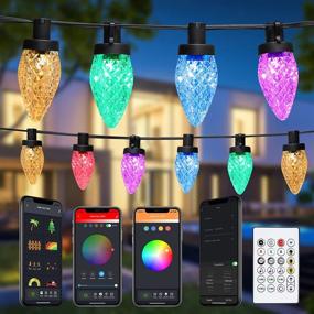 img 4 attached to 🎄 Enhance Your Holiday Decor: iBaycon Smart C9 Christmas Lights, 33ft 50 LED Bluetooth Outdoor Christmas Lights with Music Sync, APP Remote Control & Color Changing RGB for Outside Patio