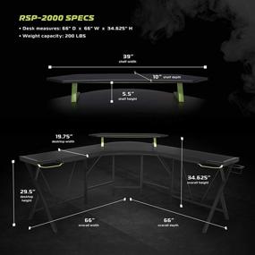 img 1 attached to 🖥️ RESPAWN 2000 Gaming Computer Desk, L-Shaped Desk, Green RSP 2000 GRN: The Ultimate Gaming Setup for Gamers