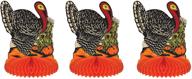 🦃 beistle vintage turkey centerpiece for fall harvest, set of 3, 8 inches, multicolored logo