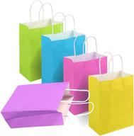 🎁 premium 16-piece gift bags: small kraft paper party favor bags with handles - assorted colors for candy & goodies logo