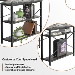 img 1 attached to 🖥️ Homieasy 47 Inch L-Shaped Corner Desk: Modern Small Computer Desk with Storage Shelves for Home Office Workstation in Black Oak