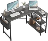 🖥️ homieasy 47 inch l-shaped corner desk: modern small computer desk with storage shelves for home office workstation in black oak логотип