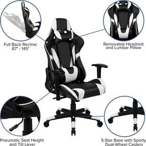 img 1 attached to Optimized Set: Flash Furniture Black Gaming Desk and Reclining Gaming Chair with Cup Holder, Headphone Hook, and Monitor/Smartphone Stand