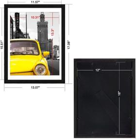 img 3 attached to 🖼️ Emeyart 12x16 Picture Frames: Stylish Black Real Wood Photo Frames for 11x14 Documents with Mats - Perfect Wall Art Decor for Living Room and Office