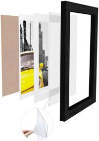 img 2 attached to 🖼️ Emeyart 12x16 Picture Frames: Stylish Black Real Wood Photo Frames for 11x14 Documents with Mats - Perfect Wall Art Decor for Living Room and Office