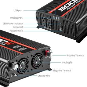 img 2 attached to 💡 POTEK 5000W Power Inverter with Bluetooth, 4 AC Outlets, 12V DC to 110V AC, and 2 USB Ports for Cars