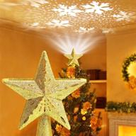 🎄 quntis christmas tree topper: lighted gold star with rotating led snowflake - 3d xmas tree star for home indoor, a perfect holiday gift! логотип