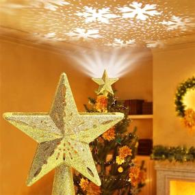 img 4 attached to 🎄 Quntis Christmas Tree Topper: Lighted Gold Star with Rotating LED Snowflake - 3D Xmas Tree Star for Home Indoor, a Perfect Holiday Gift!