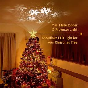 img 1 attached to 🎄 Quntis Christmas Tree Topper: Lighted Gold Star with Rotating LED Snowflake - 3D Xmas Tree Star for Home Indoor, a Perfect Holiday Gift!