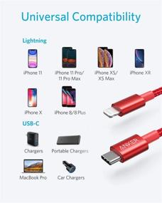 img 2 attached to ✅💡 Anker Красный Нейлоновый USB-C к Lightning Зарядный Кабель [Сертифицирован MFi - 3.3 фута] для iPhone 13, 13 Pro, 12 Pro Max, 12, 11, X, XS, XR, 8 Plus, AirPods Pro - Поддерживает передачу энергии.