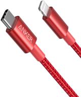 ✅💡 anker red nylon usb-c to lightning charging cord [mfi certified - 3.3ft] for iphone 13, 13 pro, 12 pro max, 12, 11, x, xs, xr, 8 plus, airpods pro - supports power delivery logo