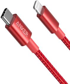 img 4 attached to ✅💡 Anker Красный Нейлоновый USB-C к Lightning Зарядный Кабель [Сертифицирован MFi - 3.3 фута] для iPhone 13, 13 Pro, 12 Pro Max, 12, 11, X, XS, XR, 8 Plus, AirPods Pro - Поддерживает передачу энергии.