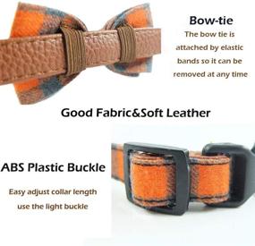 img 1 attached to 🐶 Stylish Plaid Bow Tie Dog Collar - Soft & Sturdy Material with Leather Accents for Small, Medium, and Large Breed Dogs, Puppies - Adjustable in 18 Colors and 3 Sizes (Orange Plaid, S 10"-14")