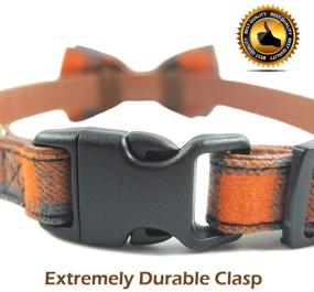 img 2 attached to 🐶 Stylish Plaid Bow Tie Dog Collar - Soft & Sturdy Material with Leather Accents for Small, Medium, and Large Breed Dogs, Puppies - Adjustable in 18 Colors and 3 Sizes (Orange Plaid, S 10"-14")