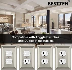 img 1 attached to [4 Pack] BESTTEN Satin Nickel 1 Gang Zinc Alloy Duplex Wall Plate, Grand Collection Decorative Metal Receptacle Outlet Cover