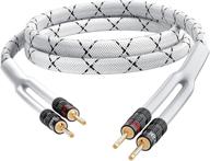 🔊 gearit 14awg premium heavy duty braided speaker wire (3 feet) - dual gold plated banana plug tips, oxygen-free copper (ofc) construction, white logo