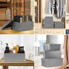 img 2 attached to 📦 SEEKIND Grey Decorative Storage Box with Lid - 3 in 1 Set | Plastic, Moisture-Proof, Foldable & Space Saving | Ideal for Clothes, Cosmetics, Blankets