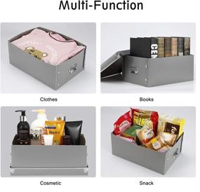 img 3 attached to 📦 SEEKIND Grey Decorative Storage Box with Lid - 3 in 1 Set | Plastic, Moisture-Proof, Foldable & Space Saving | Ideal for Clothes, Cosmetics, Blankets