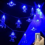 🚀 mankinlu 20 led 11 ft kids room led string lights for boys bedroom - remote control, 8 modes - waterproof rocket spaceship astronaut decorative lights - battery operated for children's room, tent, birthday decor - blue логотип