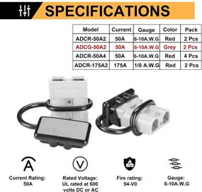 img 1 attached to ⚡ BUNKER INDUST 6-10 Gauge 50A Battery Quick Connect Wire Harness Plug Kit Battery Cable Quick Connect Disconnect Plug for Winch Car Trailer Electrical Devices, Set of 2, Grey