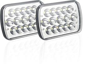 img 4 attached to 🚗 Yaeccc 2 шт. прямоугольных фар 45 Вт 5x7 7x6 LED для Jeep Wrangler YJ Xj Chevy Cherokee Truck: обновление герметичного луча!