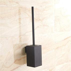img 2 attached to Black Toilet Brush Holder Wall Mount Square for Bathroom