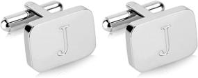 img 4 attached to Personalized Stainless Steel Cufflinks for Men - White Gold Luxurious Accessories for Cuff Links, Shirt Studs & Tie Clips