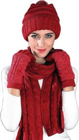 img 4 attached to Warm Scarf Glove Hat Beanie Women's Accessories for Scarves & Wraps