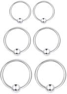 🏼 stylish 3 pairs sterling silver small hoop earrings set 14k white gold plated for women men girls - ball bead hoops ideal for cartilage, helix, tragus, lip, nose & body piercings - 8mm, 10mm, 12mm sizes logo