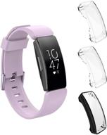 📱 (3 pack) littleforest screen protector case for fitbit inspire/inspire hr - full body tpu anti-scratch cover - clear x2, black x1 logo