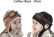 🧢 cozy ctkcom kids 2-pack pilot aviator fleece hat cap with earmuffs (coffee+black) - warm and stylish! logo