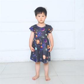 img 1 attached to Toddler Galaxy Ruffle Flutter Apparel Girls' Clothing