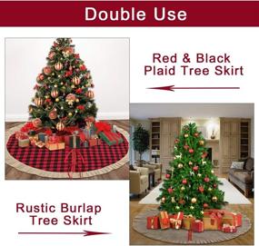 img 3 attached to Partyprops Christmas Tree Skirt: Large 48 Inch Red Black Buffalo Plaid with Burlap Ruffle Double Layers - Ideal for Indoor and Outdoor Xmas Decorations