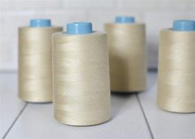 img 2 attached to Premium 24000 Yard Serger Sewing Thread Set: 4 Pack All Purpose Polyester Spools - Beige Color