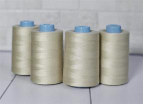 img 1 attached to Premium 24000 Yard Serger Sewing Thread Set: 4 Pack All Purpose Polyester Spools - Beige Color