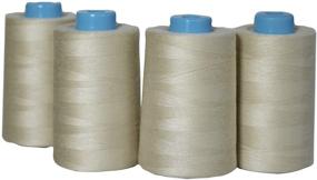 img 3 attached to Premium 24000 Yard Serger Sewing Thread Set: 4 Pack All Purpose Polyester Spools - Beige Color