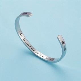 img 1 attached to 🎁 ADOVIK Personalized Stainless Steel Engraved Mantra Cuff Bangle: Inspiring Bracelets for Women, Men, and Teen Girls - Perfect Birthday Gifts