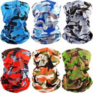 6 pcs outdoor sun uv protection face mask neck gaiter: stay protected, stylish, and breathable with windproof scarf bandanas! logo