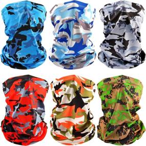 img 4 attached to 6 PCS Outdoor Sun UV Protection Face Mask Neck Gaiter: Stay Protected, Stylish, and Breathable with Windproof Scarf Bandanas!