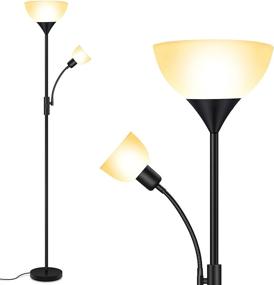 img 4 attached to Energy-Saving Floor Lamps for Living Room & Office - BoostArea 9W LED Torchiere Floor Lamp with 4W Adjustable Reading Lamp, 3000K LED Bulbs, 3 Way Switch, 50,000hrs Lifespan