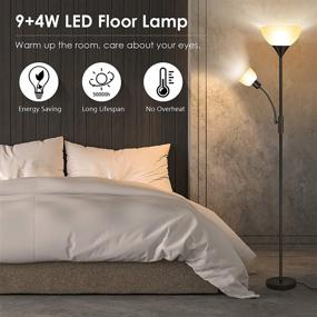 img 3 attached to Energy-Saving Floor Lamps for Living Room & Office - BoostArea 9W LED Torchiere Floor Lamp with 4W Adjustable Reading Lamp, 3000K LED Bulbs, 3 Way Switch, 50,000hrs Lifespan